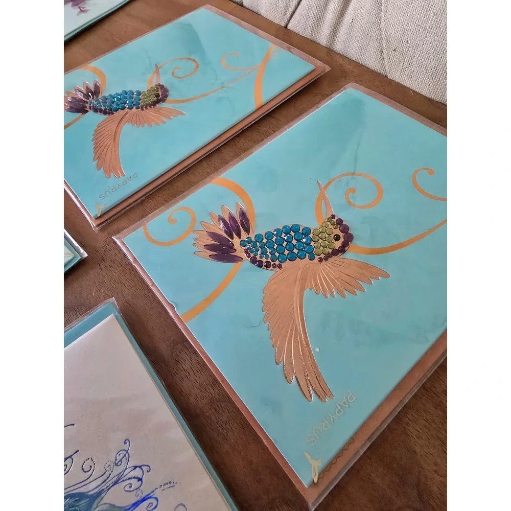 Lot of 7 Premium Greeting Cards Hummingbird Peacock Butterfly Embellished